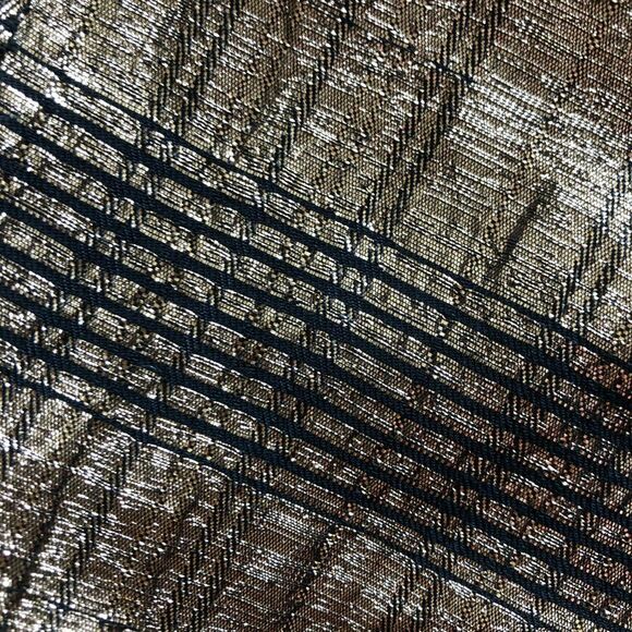 Vintage Shawl Wrap Metallic Gold Black Rectangular Scarf - Picture 2 of 3